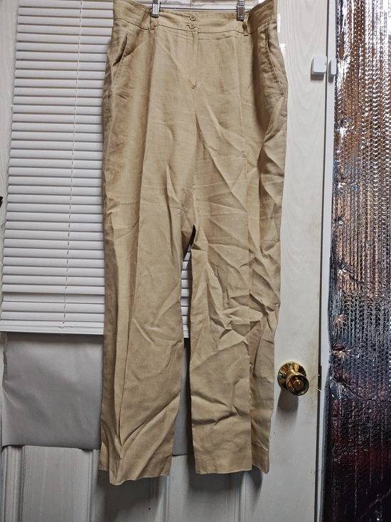 Brooks Brothers Pants - Brooks Brothers Irish Linen Beige/Tan High-Waist Trousers